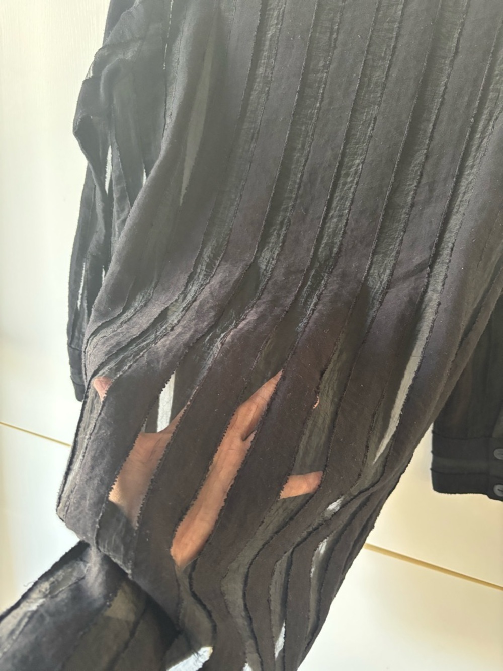 Zara Black Sheer Pleated Button-Up Blouse Gothic Whimsigoth Medium Minimalist - Picture 8 of 14